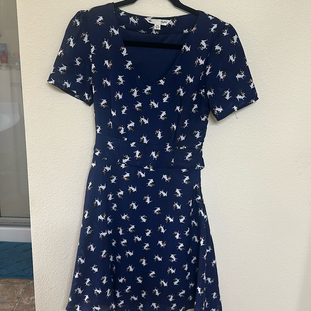 Yumi Frenchie/Boston Dog Print Dress